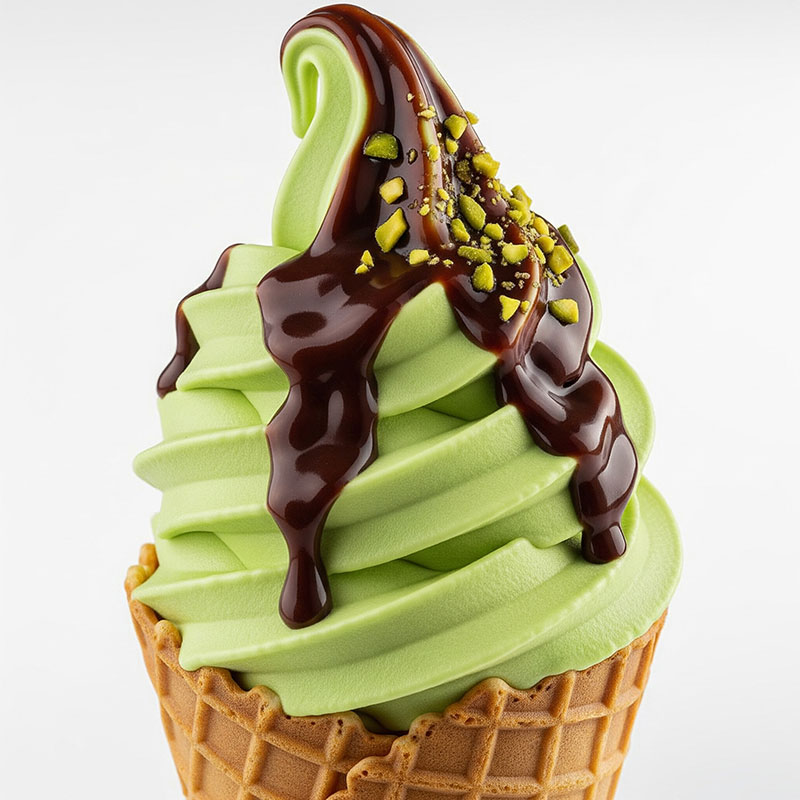Pistachio-ice-cream-with-chocolate-sauce